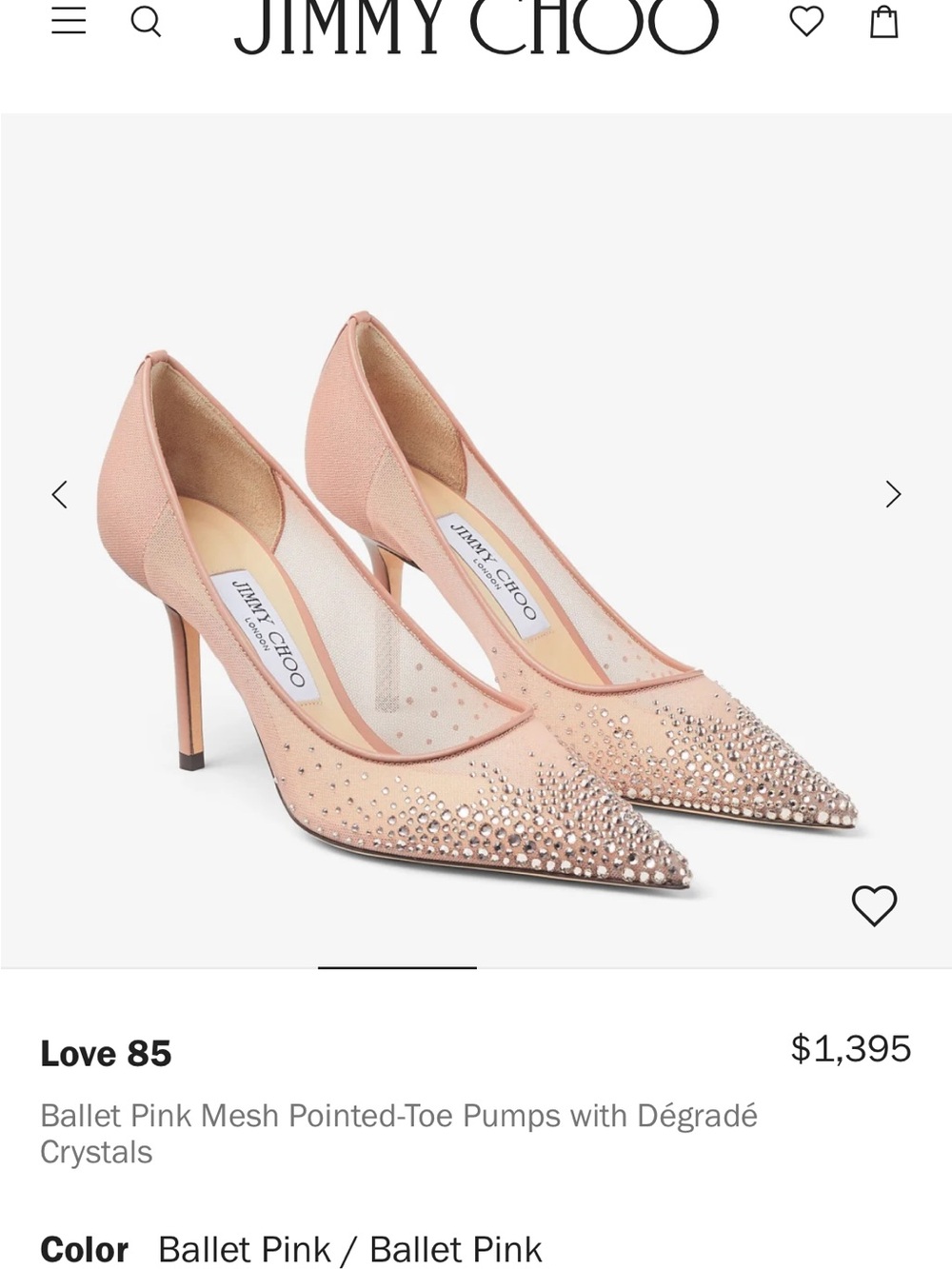 Jimmy Choo Ballet Pink Crystal-Embellished Pointed-Toe Pumps
